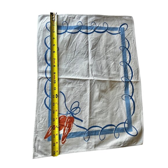 Vintage Southwest Tablecloth & 6 Napkins Set Blue & Orange Cotton Chilis Corn - Picture 15 of 16